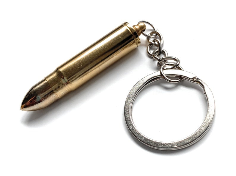 Keychain cartridge - cartridge case with integrated spoon, pendant in gold