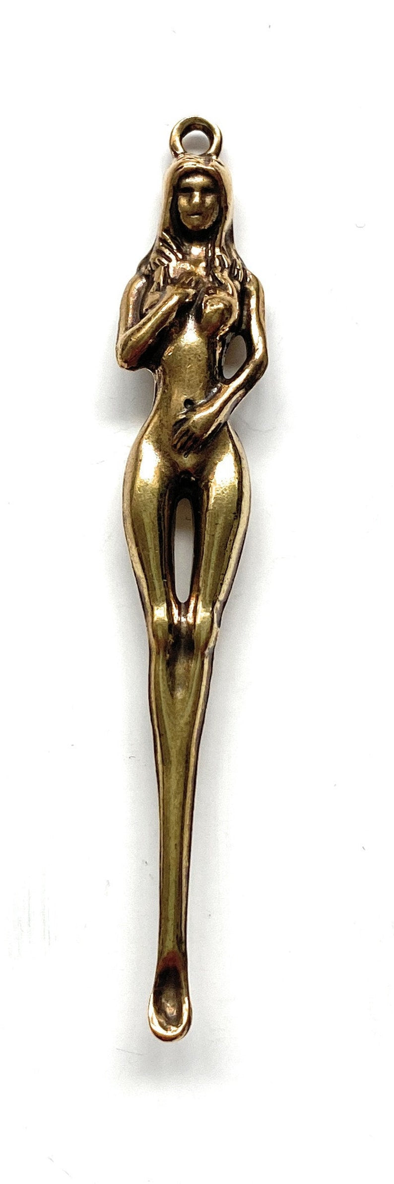 Mini cuillère en forme de femme (environ 78 mm) Charm Sniffer Snorter Snuff Powder Spoon Smoking Snuff Women Silhouette Spoon Brass