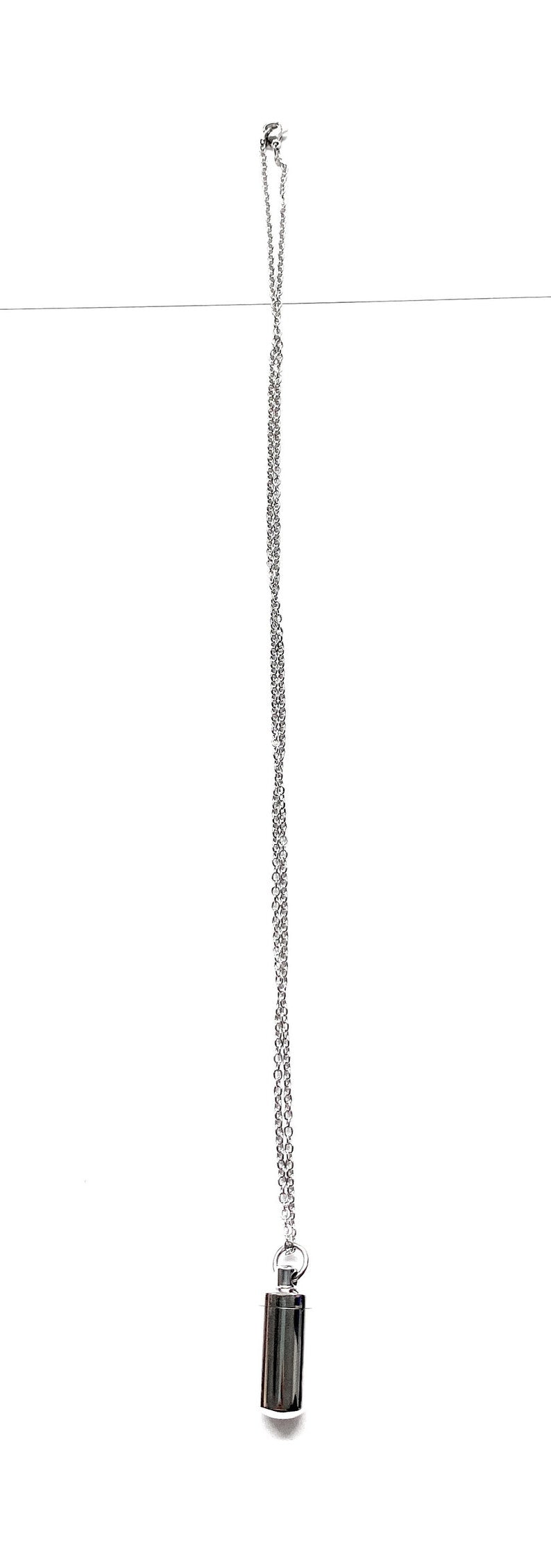 Collier avec capsule remplissable en argent (env. 30 cm) chaîne collier cylindre pendentif à visser en acier inoxydable