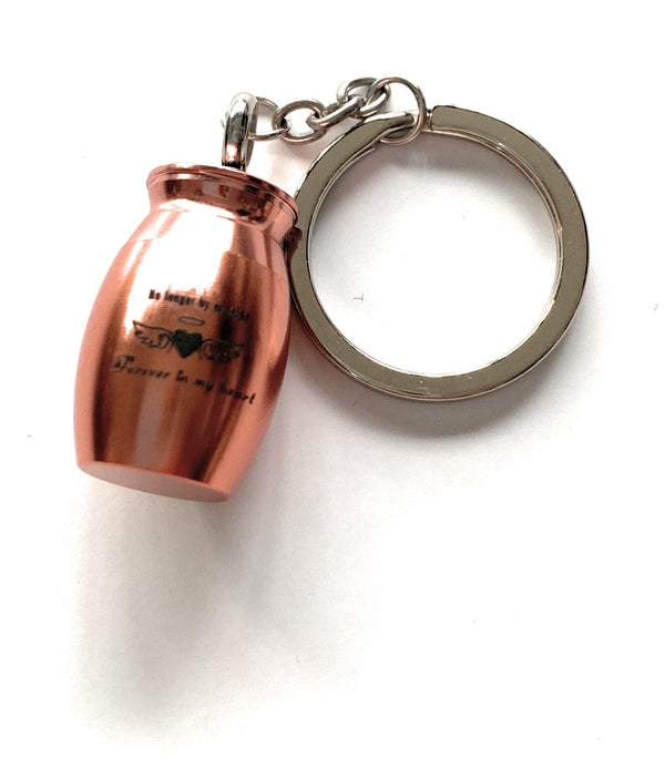 Mini capsule pendant charm key ring for screwing on to carry small items/powder etc. To-Go in rose gold