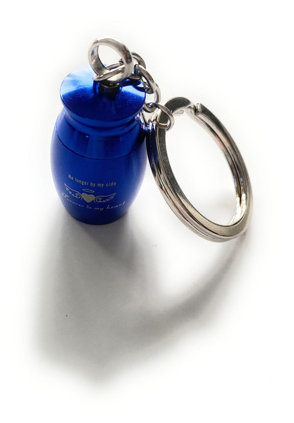 Mini capsule pendant charm key ring for screwing to carry small items/powder etc. To-Go in blue