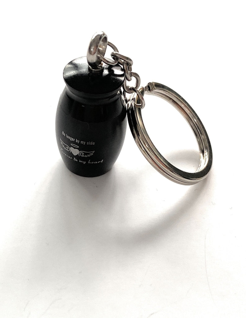 1x mini capsule pendant charm key ring for screwing to carry small objects/powder etc. to-go in black