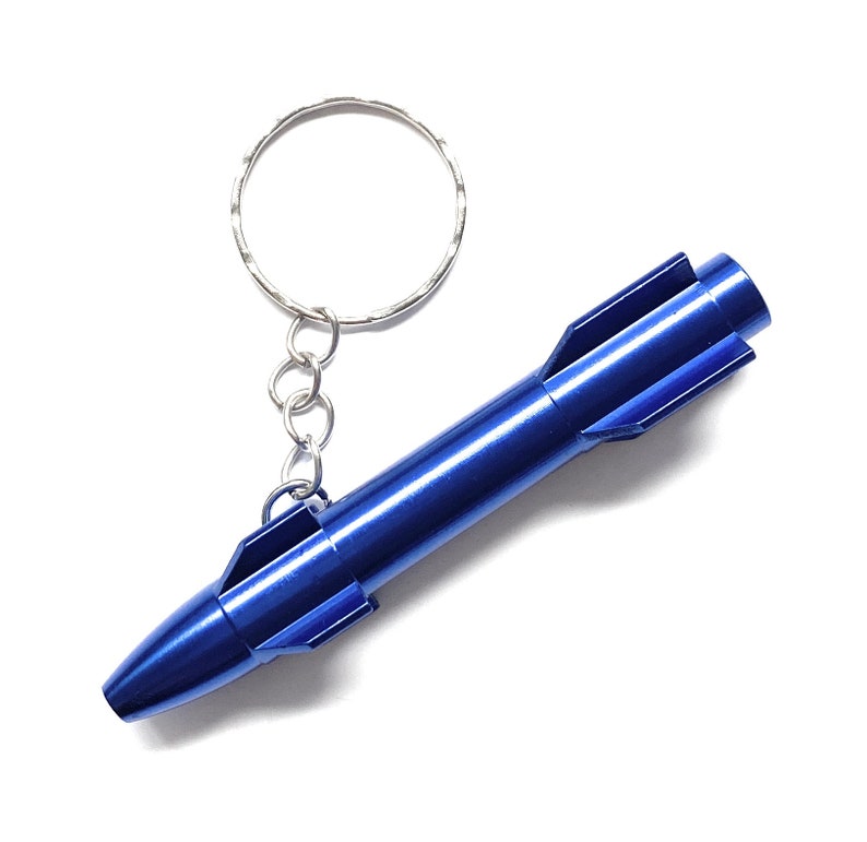 Tube To-Go en aluminium au look fusée - pour votre tabac à priser - tirage - tube - tabac à priser - distributeur snorter - longueur 75 mm bleu