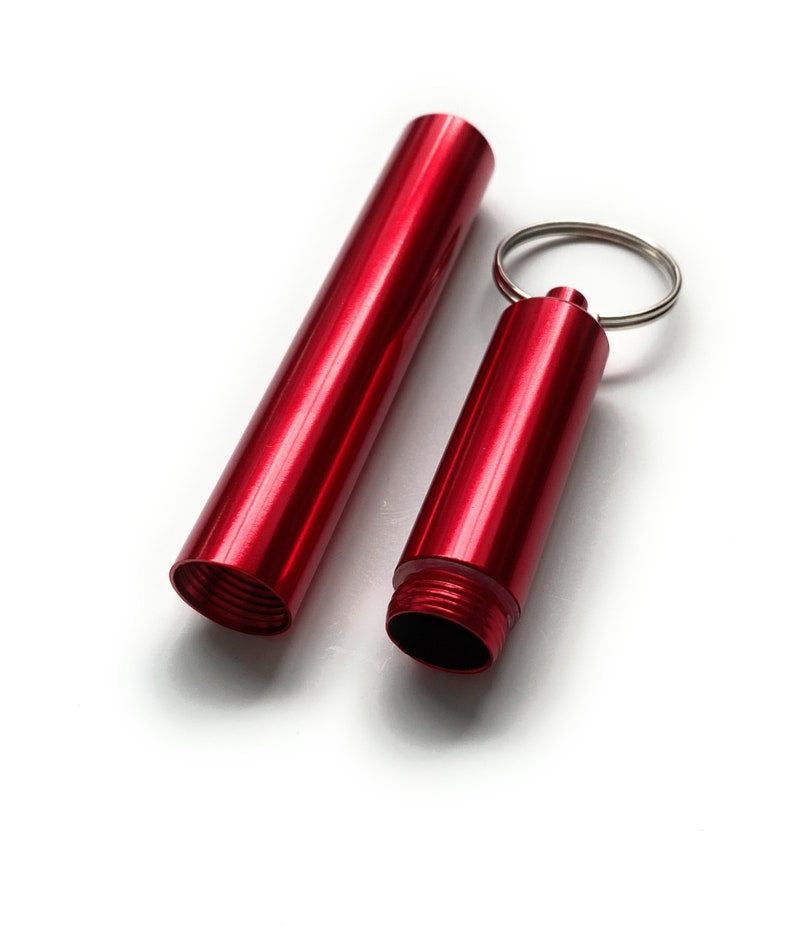 XXL Storage Box Waterproof Aluminum Pill Box Bottle Dispenser Fashion Steel Bottle Cigarette Keychain in Red