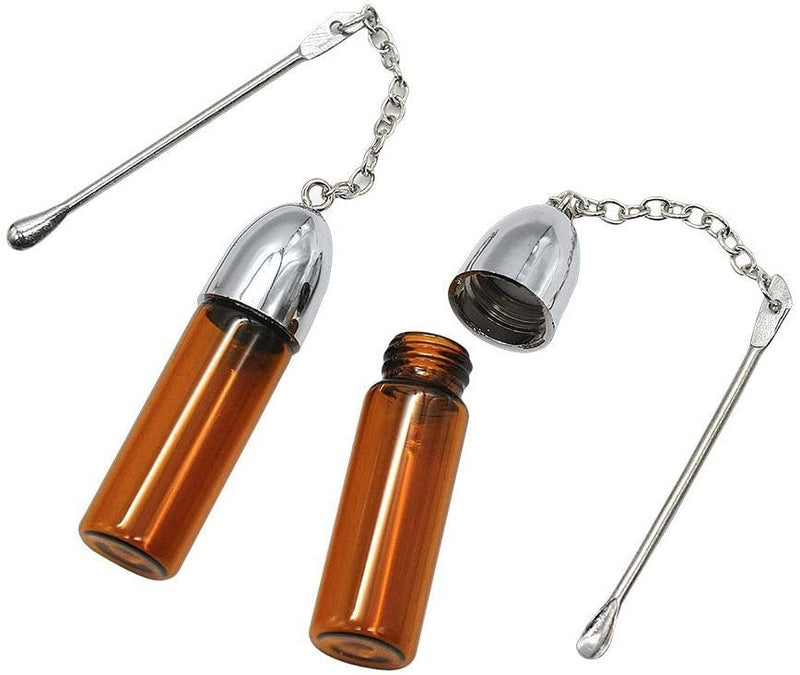 2 x Dosierer Portionierer Snuff sniff Bottle Spender Dispenser 57mm mit Löffel (Braun)