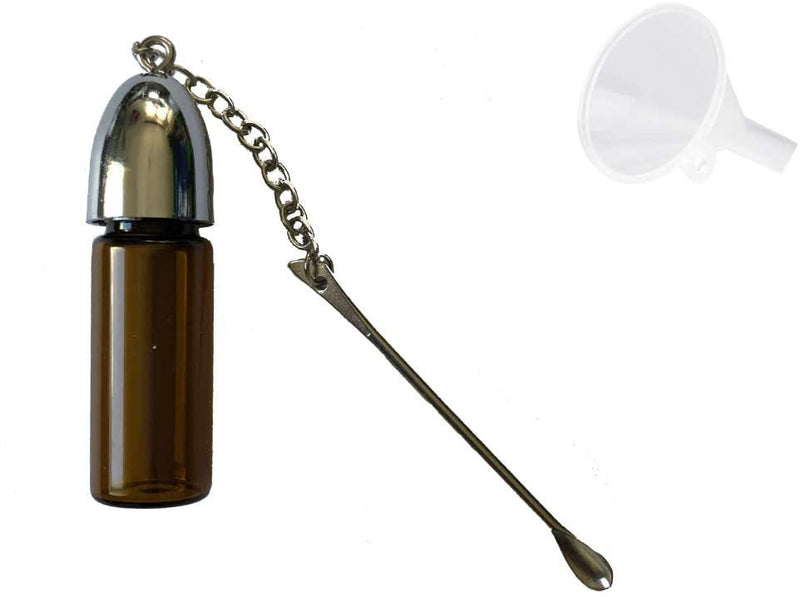 1 x Dosierer Portionierer Snuff sniff Bottle Spender Dispenser mit Löffel mit Trichter (53mm / braun)