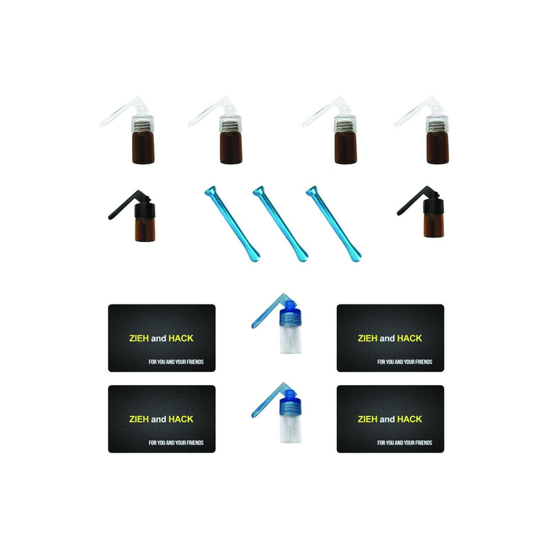 Großes Dosierer SET Portionierer Sniff Snuff Bottle Sniffer Schnupf Spender Dispenser Dispensers Batcher (Röhrchen, Dosierer, Karten)