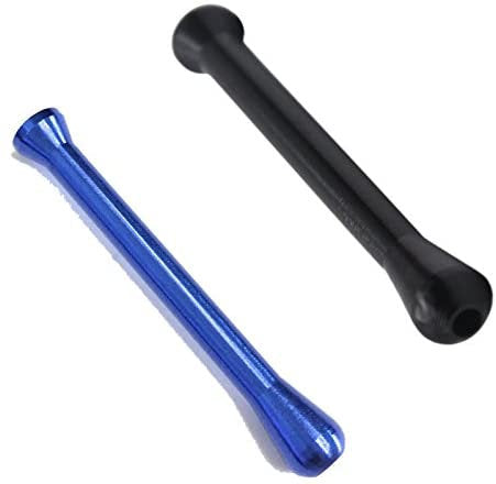2 x Colored Metal Straw Strohhalm Ziehröhrchen Snuff Bat Snorter Nasal Tube Bullet Sniffer Snuffer (Schwarz/Blau)