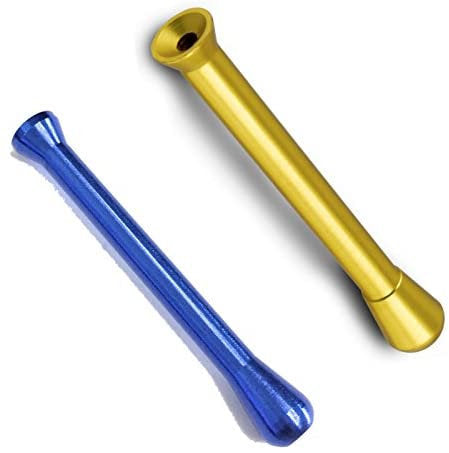 Produkte 2 x Colored Metal Straw Strohhalm Ziehröhrchen Snuff Bat Snorter Nasal Tube Bullet Sniffer Snuffer (Gold/Blau)