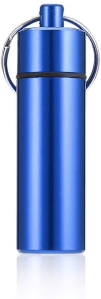Aufbewahrungsbox Wasserdichte Aluminium Pillenbox Bottle Spender Dispenser Fashion steel bottle Removable Schlüsselanhänger in blau
