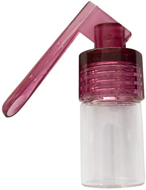 Dispenser with fold-out spoon clear including funnel screw lid in purple/pink