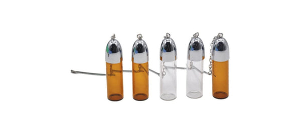 Produkte 5 x Dosierer Portionierer Snuff sniff Bottle Spender Dispenser 57mm mit Löffel (Braun und Klar)