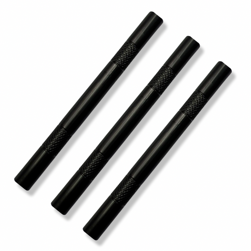 Tube set - 4 pieces - black matt tube made of aluminum - for your snuff - pull - tube - snuff - snorter - smoke pipe - stable, light, elegantnuff - dispenser - length 80mm - stable, light, elegant
