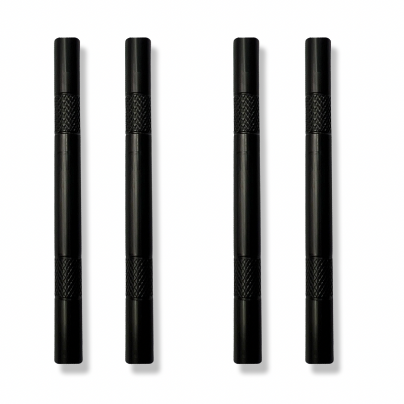 Tube set - 4 pieces - black matt tube made of aluminum - for your snuff - draw - tube - snuff - snorter - smoke pipe - stable, light, elegant nuff - dispenser - length 80mm - stable, light, elegant