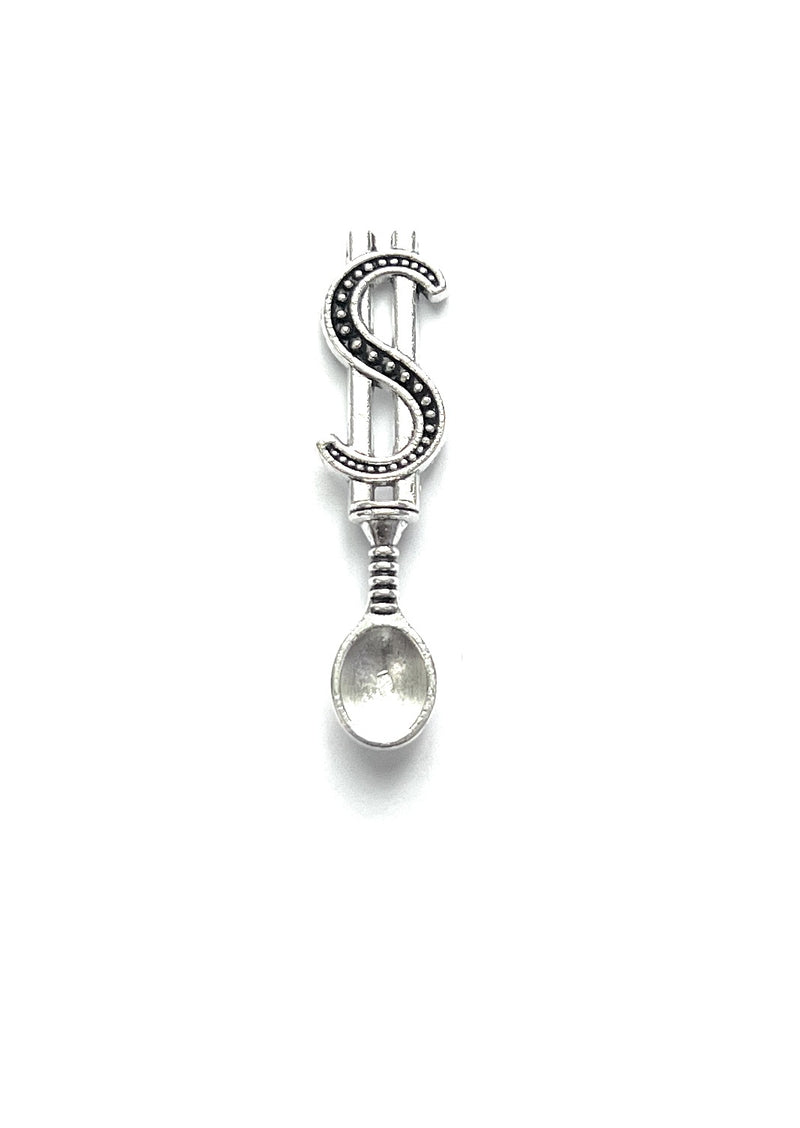 Mini spoon with dollar decoration (approx. 38 mm) charm snuff spoon silver