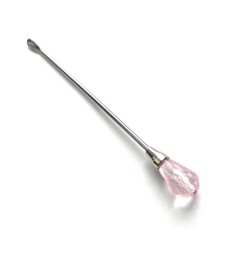 Löffel mit rosa Kristall/Diamant Charm (ca. 10,5cm) Löffel Schnupftabak Spoon Silber/Rosa