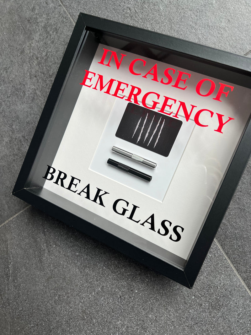 Wandbild/Bild „In Emergency Break Glass - Lines“ in weiß Wandschmuck Fun Spass Geschenk