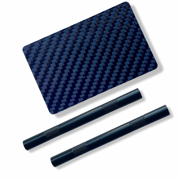 Jeu de cartes carbone comprenant 1 carte hack en fibre de carbone véritable et 2 tubes de tirage en aluminium noir mat - longueur 80 mm, stable et élégant