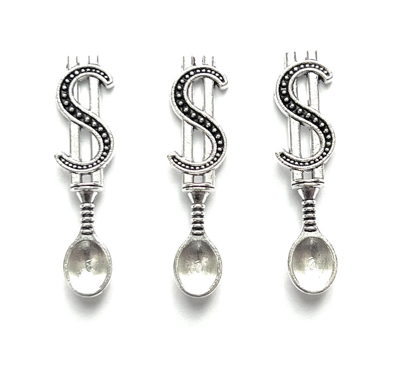 Mini spoon with dollar decoration (ca.38mm) Charm snuff spoon silver