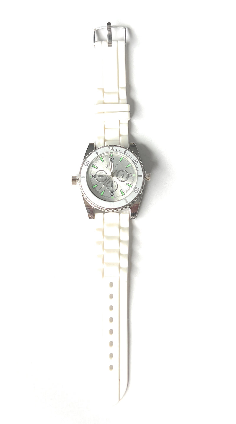 Grinder in Armbanduhr Optik (40mm) Voll Funktionsfähig aus Aluminium/Silikon Smoking Mühle Weed Stoner Herb Uhr Versteck Watch weiß