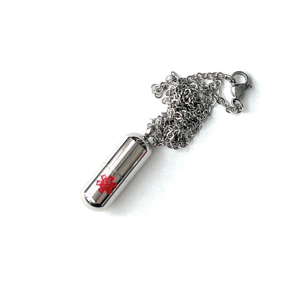 Necklace with fillable capsule, pendant in stainless steel (approx. 28cm) chain cylinder necklace pendant for screwing made of stainless steel