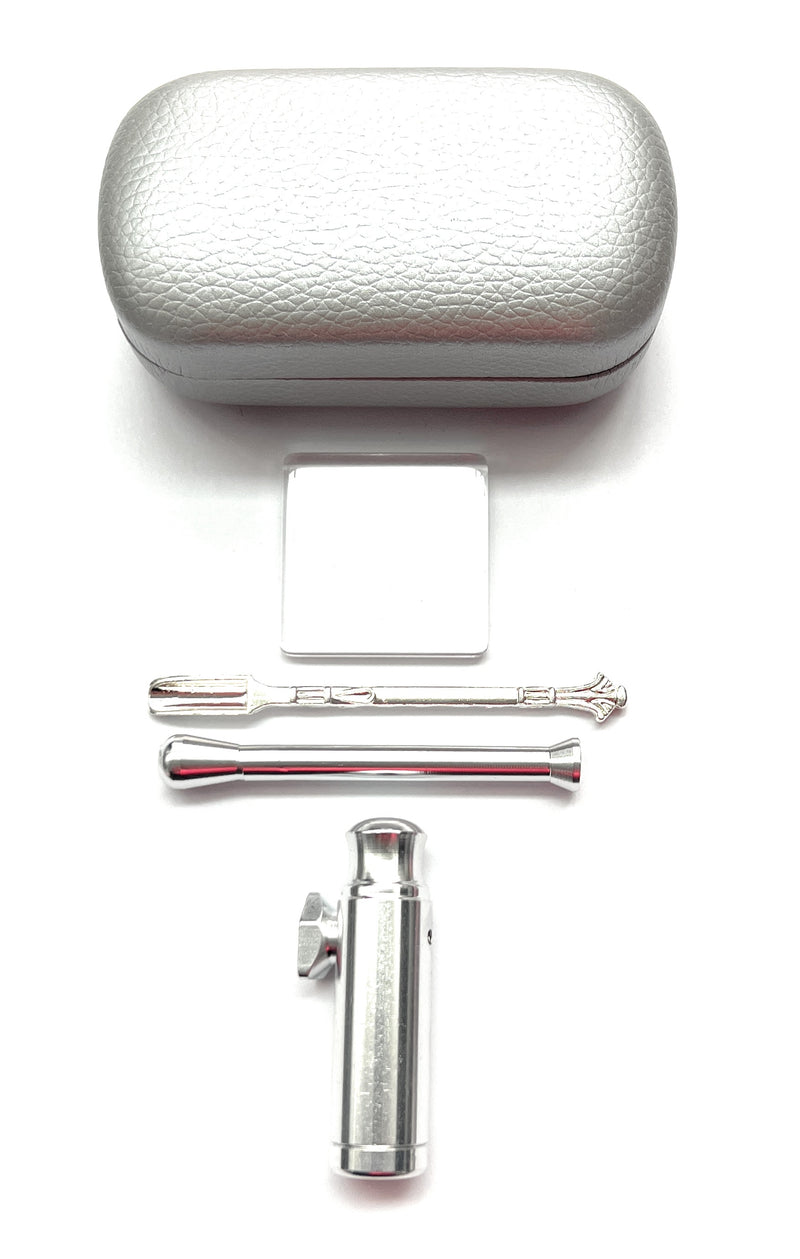 Silver Case (Röhrchen, Mini-Glasplatte, Dosierer, Löffel) in Hard Case