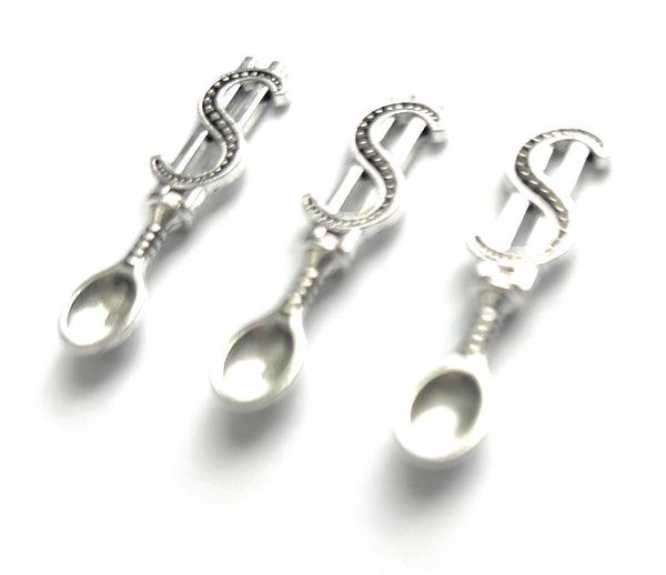 Mini spoon with dollar decoration (approx. 38 mm) charm snuff spoon silver