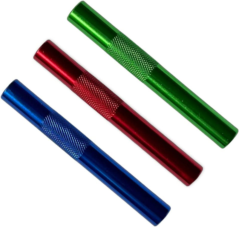 1 x Röhrchen aus Aluminum– für deinen Schnupftabak- Zieh - Röhrchen - Länge 70mm x 9mm Rot/Blau/Grün
